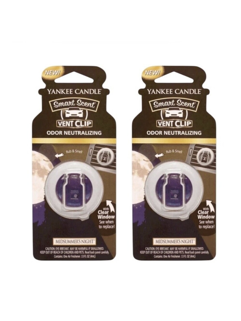 2x Yankee Candle Midsummer's Night Vent Clip Air Fresheners